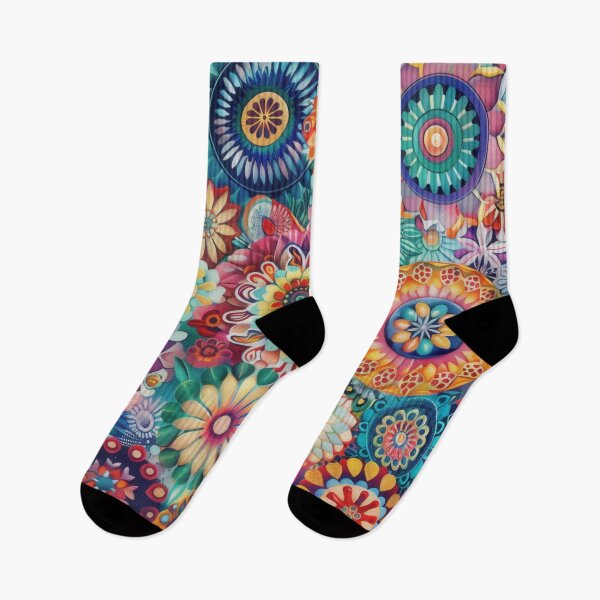 Item preview, A colorful, psychedelic bohemian pattern with intricate mandala designs and floral motifs designed and sold by PrettyPinkSkies.