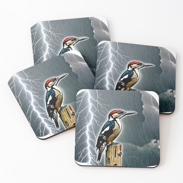 Item preview, Colorful Woodpecker Enjoying Thunderstorm designed and sold by BeeFigDesigns.