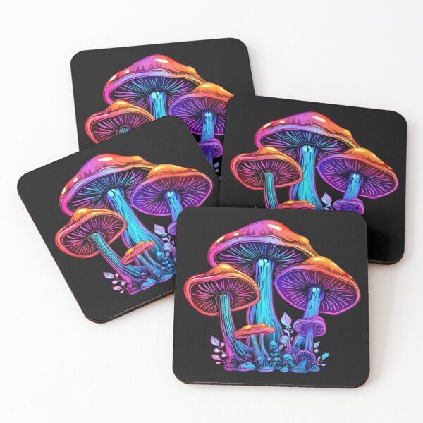 Aperçu de l'œuvre Champignons néon triple couleur créée et vendue par ShopMaxiDesigns.