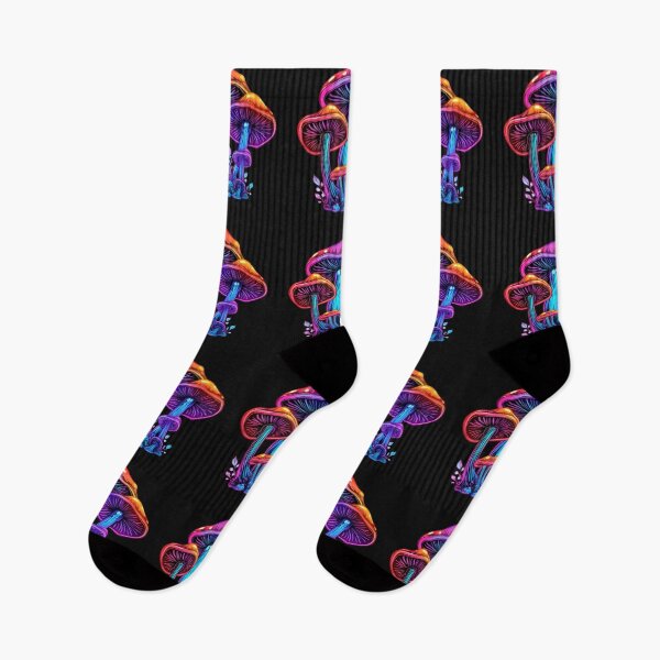 Aperçu de l'œuvre Champignons néon triple couleur créée et vendue par ShopMaxiDesigns.