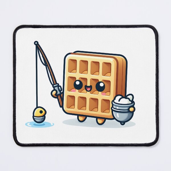 Item preview, Kawaii Waffle With Fishing Rod designed and sold by CanvasCutie.