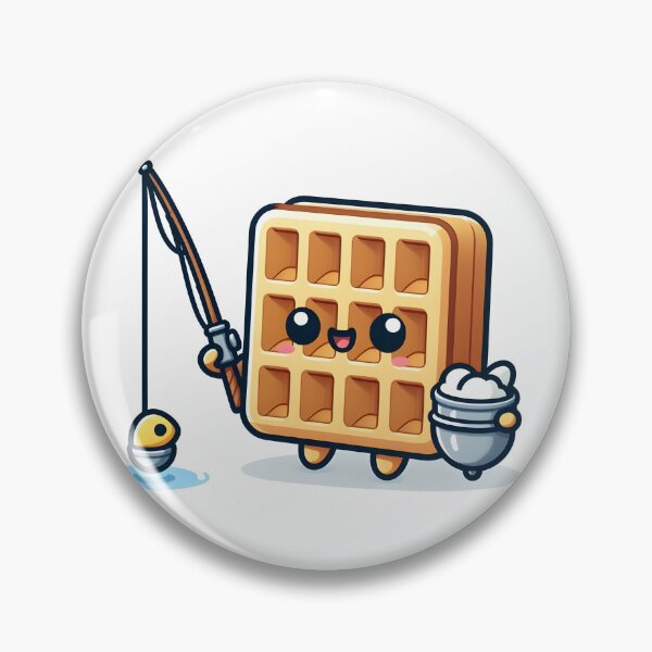Item preview, Kawaii Waffle With Fishing Rod designed and sold by CanvasCutie.