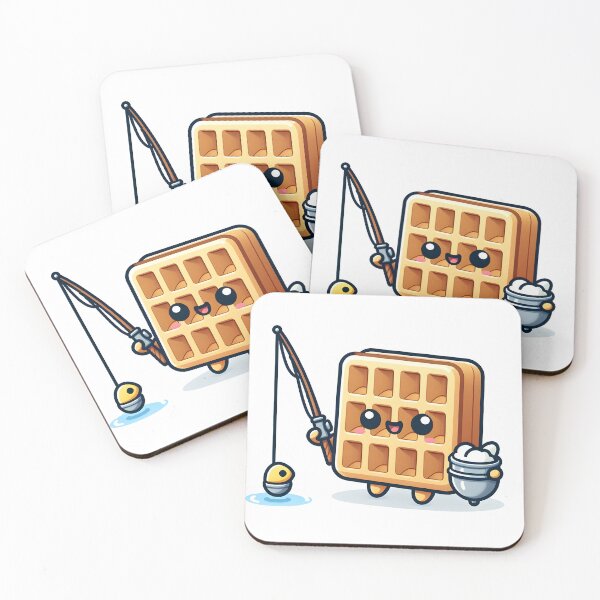 Item preview, Kawaii Waffle With Fishing Rod designed and sold by CanvasCutie.