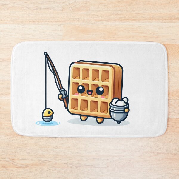 Item preview, Kawaii Waffle With Fishing Rod designed and sold by CanvasCutie.