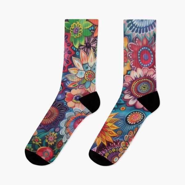 Artikelvorschau, Ein farbenfrohes, psychedelisches Bohème-Muster mit komplizierten Mandala-Designs und Blumenmotiven entworfen und verkauft von PrettyPinkSkies.