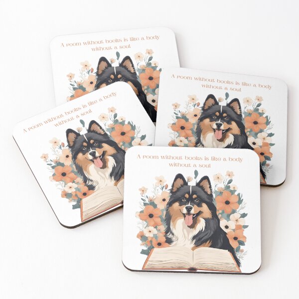 Item preview, "A room without books is like a body without a soul." Finnish Lapphund Dogs and Book Quotes designed and sold by GoodyPaws.