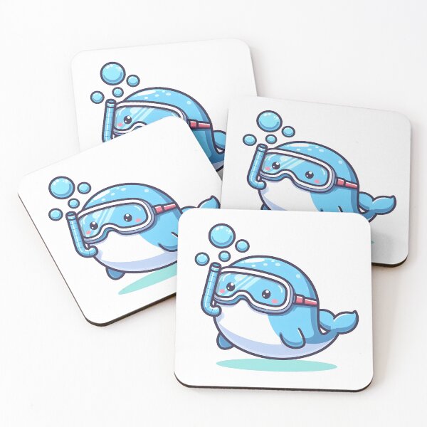 Item preview, Kawaii Whale Blowing Bubbles Wearing A Snorkel Mask designed and sold by CanvasCutie.