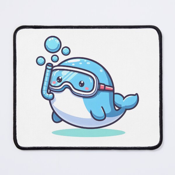 Item preview, Kawaii Whale Blowing Bubbles Wearing A Snorkel Mask designed and sold by CanvasCutie.