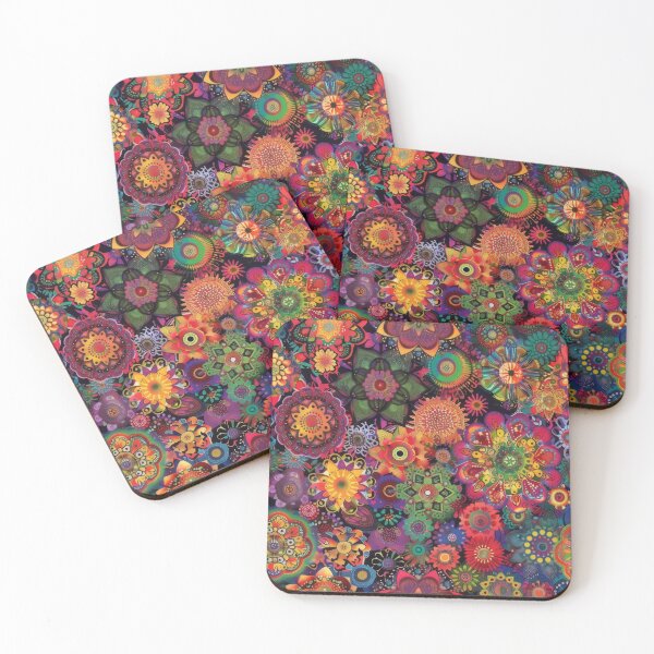 Item preview, A colorful, psychedelic bohemian pattern with intricate mandala designs and floral motifs. designed and sold by PrettyPinkSkies.