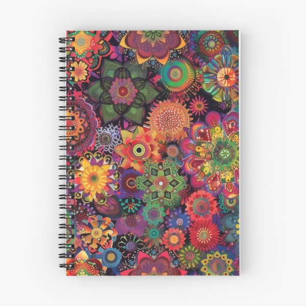 Item preview, A colorful, psychedelic bohemian pattern with intricate mandala designs and floral motifs. designed and sold by PrettyPinkSkies.