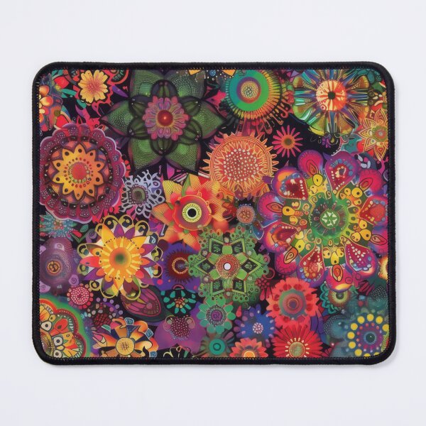 Item preview, A colorful, psychedelic bohemian pattern with intricate mandala designs and floral motifs. designed and sold by PrettyPinkSkies.