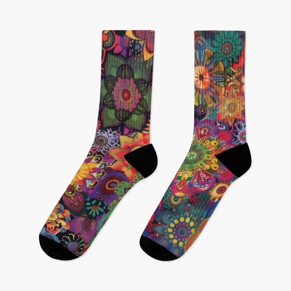 Item preview, A colorful, psychedelic bohemian pattern with intricate mandala designs and floral motifs. designed and sold by PrettyPinkSkies.