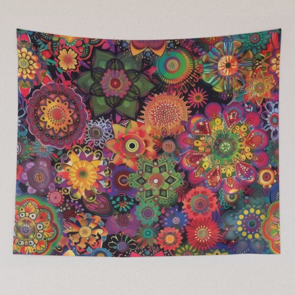 Item preview, A colorful, psychedelic bohemian pattern with intricate mandala designs and floral motifs. designed and sold by PrettyPinkSkies.
