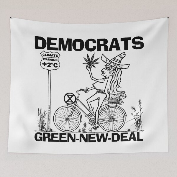 Item preview, DEMOCRATS ~ GREEN-NEW-DEAL ~ BICYCLE ~ CLIMATE WARNING ~ (V-6-66) designed and sold by RodeoMalibu.