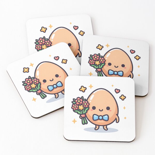 Item preview, Kawaii Egg Holding A Bouquet Of Flowers With A Bow Tie designed and sold by CanvasCutie.