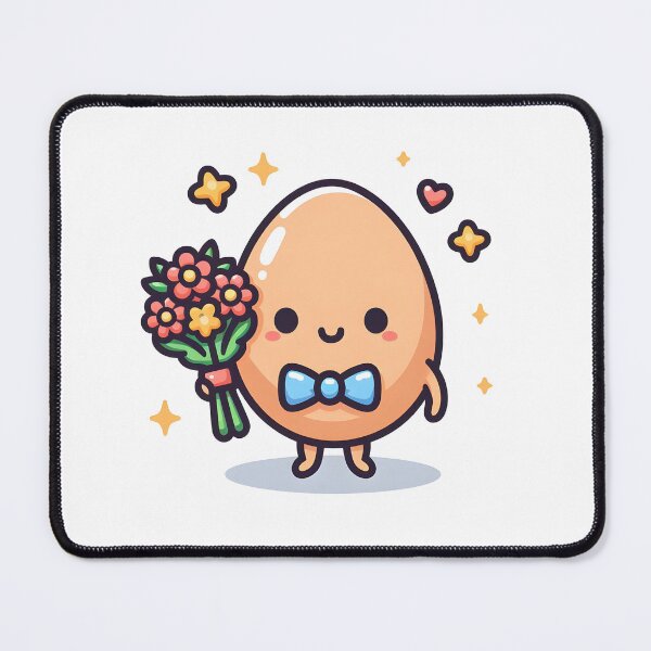 Item preview, Kawaii Egg Holding A Bouquet Of Flowers With A Bow Tie designed and sold by CanvasCutie.