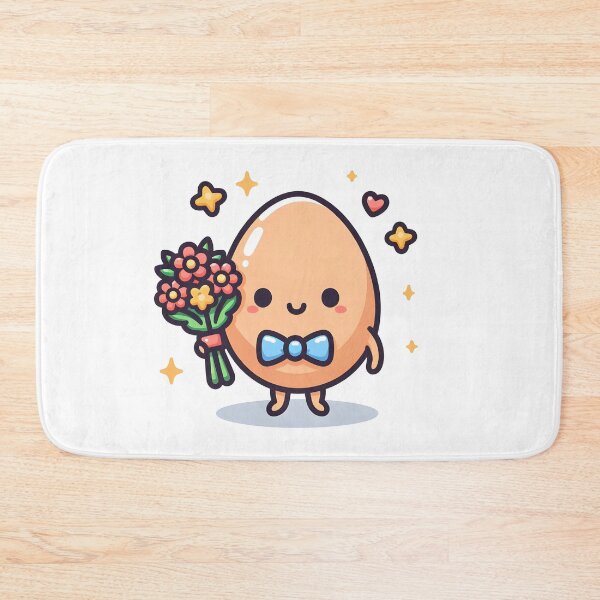 Item preview, Kawaii Egg Holding A Bouquet Of Flowers With A Bow Tie designed and sold by CanvasCutie.