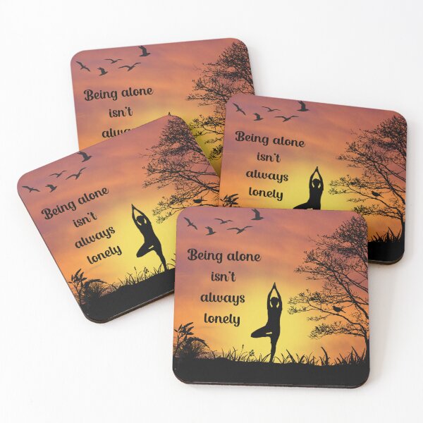 Item preview, Being alone isn't always lonely - silhouette sunset scene designed and sold by Fantacaroo Designs.