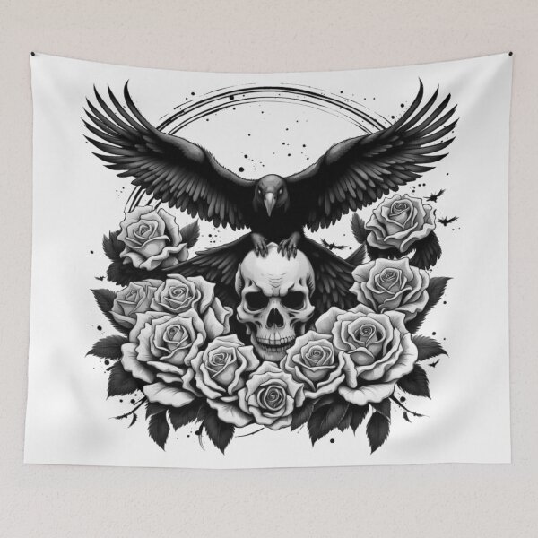 Item preview, Raven Skull and Roses designed and sold by NEOCHRONOS.