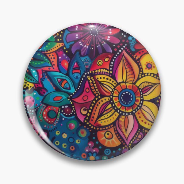 Item preview, A colorful, psychedelic bohemian pattern with intricate mandala designs and floral motifs.  designed and sold by PrettyPinkSkies.
