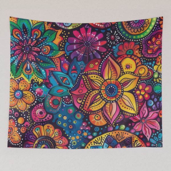 Aperçu de l'œuvre Un motif bohème coloré et psychédélique avec des motifs de mandala complexes et des motifs floraux. créée et vendue par PrettyPinkSkies.