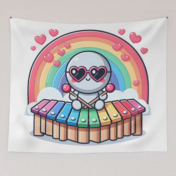 Item preview, Kawaii Xylophonist With Heart-Shaped Sunglasses designed and sold by CanvasCutie.