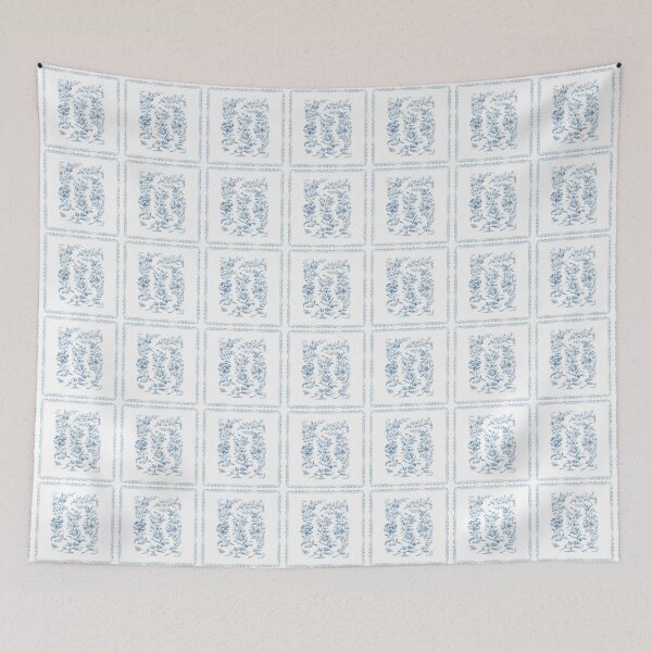 Item preview, Blue botanical flowers in frame designed and sold by aliztisoczki.