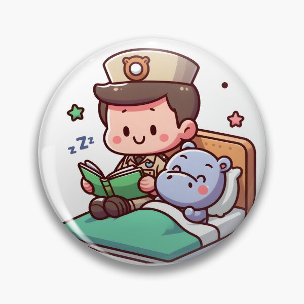 Item preview, Kawaii Zookeeper Reading Bedtime Stories To A Sleepy Baby Hippo With A Bedtime Storybook designed and sold by CanvasCutie.