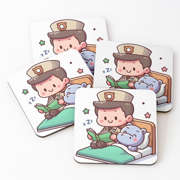 Item preview, Kawaii Zookeeper Reading Bedtime Stories To A Sleepy Baby Hippo With A Bedtime Storybook designed and sold by CanvasCutie.