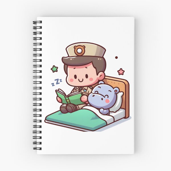 Artikelvorschau, Kawaii Zookeeper liest einem schläfrigen Nilpferdbaby Gutenachtgeschichten mit einem Gutenachtgeschichtenbuch vor entworfen und verkauft von CanvasCutie.