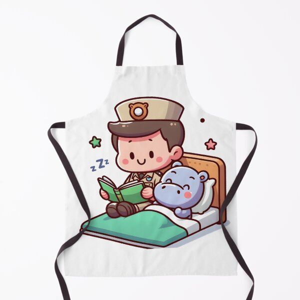 Item preview, Kawaii Zookeeper Reading Bedtime Stories To A Sleepy Baby Hippo With A Bedtime Storybook designed and sold by CanvasCutie.