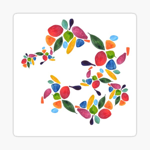 Leaves and Petals in Rainbow Sticker