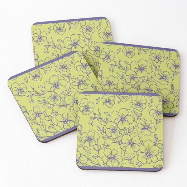 Item preview, Purple flowers on yellow designed and sold by Flowersonstuff.