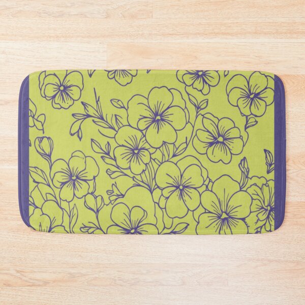 Item preview, Purple flowers on yellow designed and sold by Flowersonstuff.