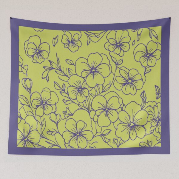 Item preview, Purple flowers on yellow designed and sold by Flowersonstuff.