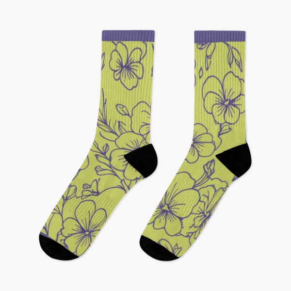 Item preview, Purple flowers on yellow designed and sold by Flowersonstuff.