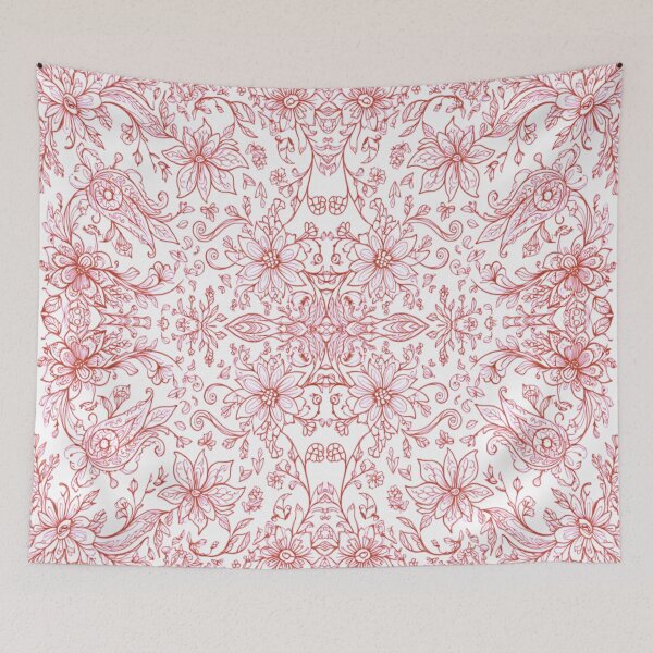 Item preview, Red Line art of flowers designed and sold by Flowersonstuff.