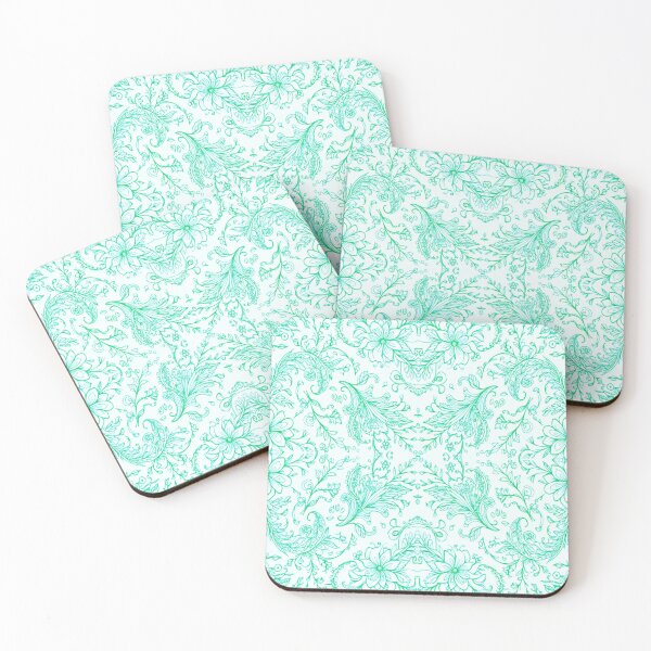 Item preview, Teal Line art of flowers designed and sold by Flowersonstuff.