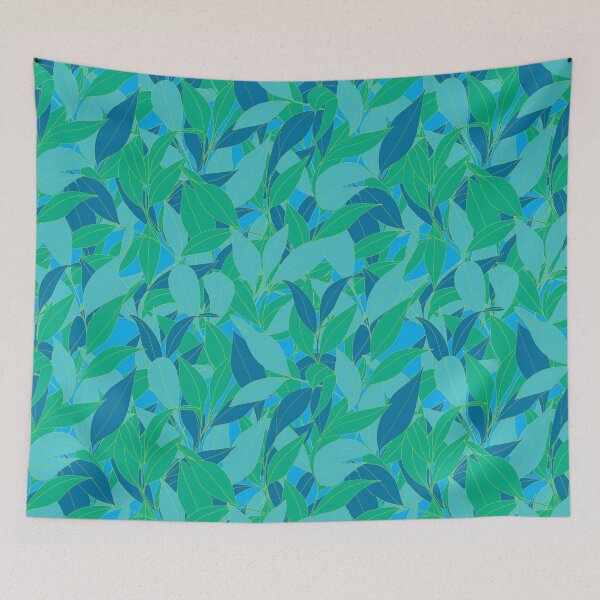 Item preview, Intertwined foliage blue version blue background designed and sold by GENEST-V.