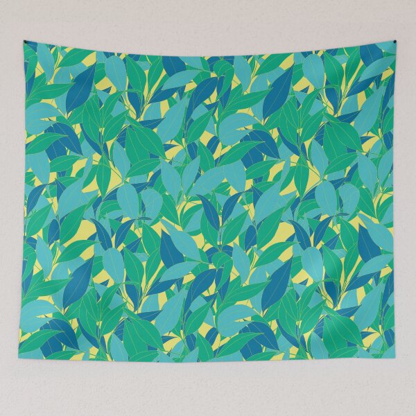 Item preview, Intertwined foliage blue version yellow background designed and sold by GENEST-V.
