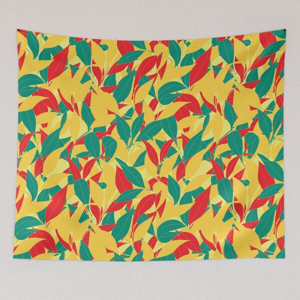 Item preview, Intertwined foliage red yellow version yellow background designed and sold by GENEST-V.