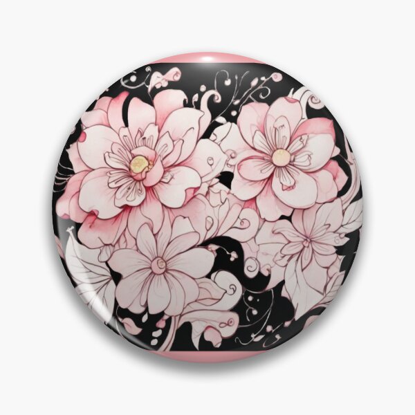 Item preview, Pink watercolour flowers on black designed and sold by Flowersonstuff.