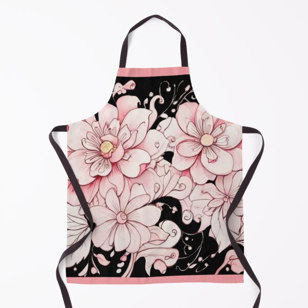 Item preview, Pink watercolour flowers on black designed and sold by Flowersonstuff.