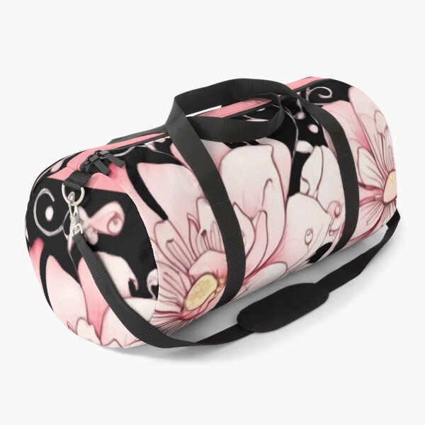 Item preview, Pink watercolour flowers on black designed and sold by Flowersonstuff.