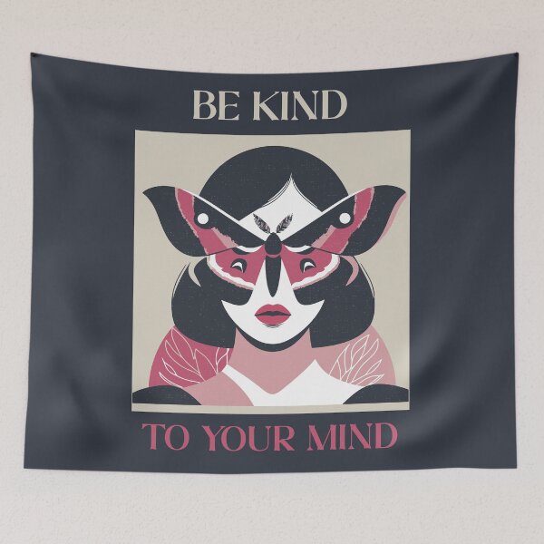 Item preview, Mindfulness, Positive art, Be kind to your mind poster, Affirmation Reminder Quote, Moth Retro Art, Trendy Vintage ,Mental Health Aesthetic designed and sold by Radiant-R-art.