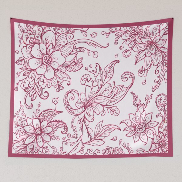 Item preview, Red ink drawing of flowers designed and sold by Flowersonstuff.