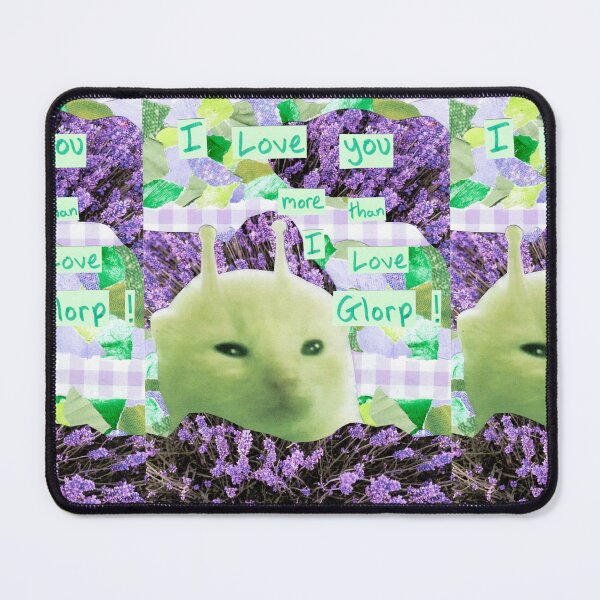 Item preview, I love you more than I love glorp! | Handmade Green alien Cat glorp gnarpy collage art designed and sold by OnBambisMind.