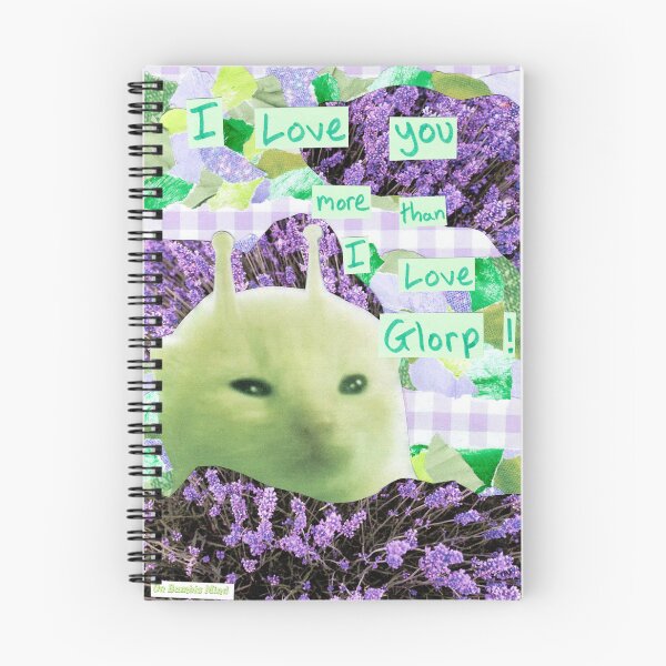 Item preview, I love you more than I love glorp! | Handmade Green alien Cat glorp gnarpy collage art designed and sold by OnBambisMind.