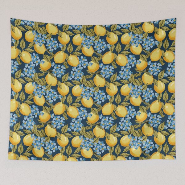 Item preview, Lemons Pattern On Blue designed and sold by Ayesha Saleem.