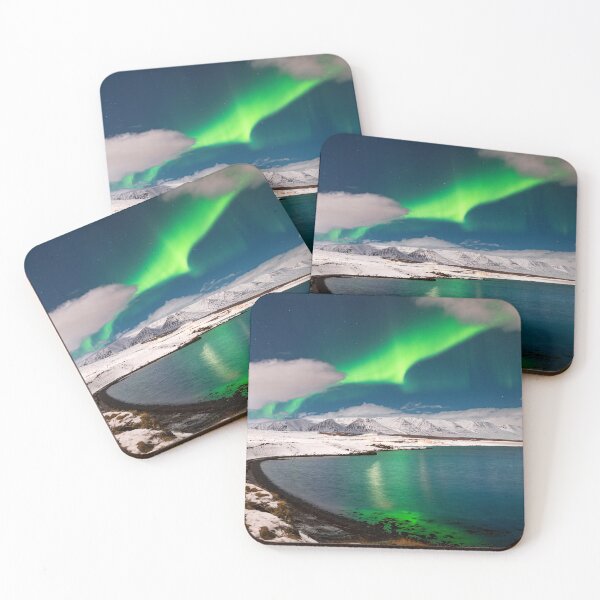 Item preview, Northern light in Iceland over Eyjafjordur fjord designed and sold by rogerstanger.